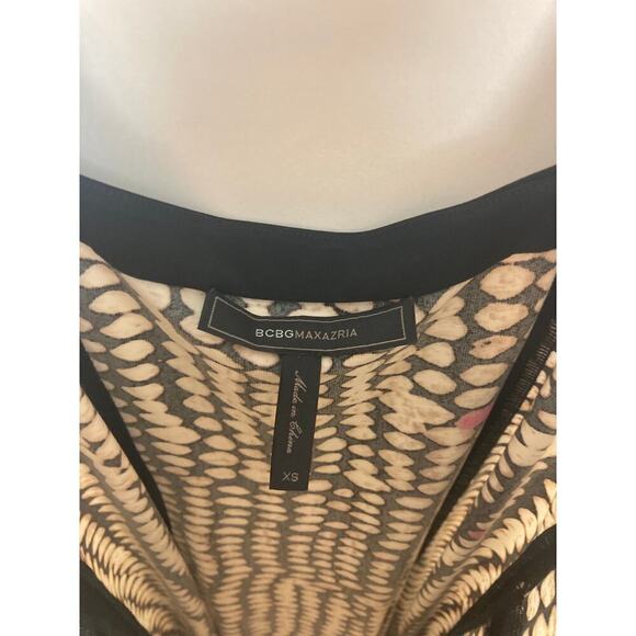 BCBGMAXAZRIA Black Printed Criss-Cross Back Hi-Low Midi Dress XS - Picture 5 of 7